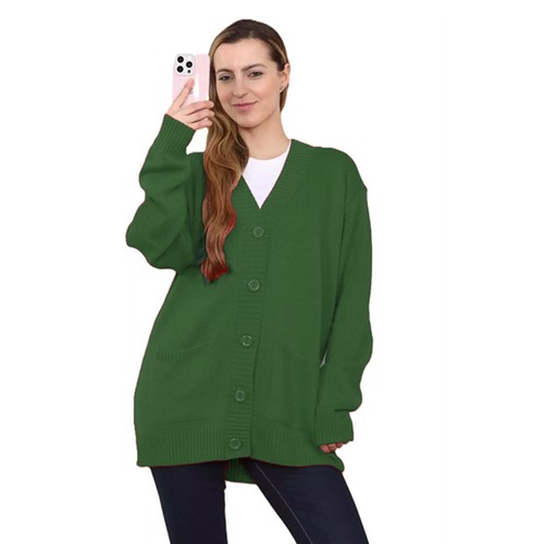 Ladies neck button - v-neck, knitted