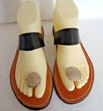 100% MOROCCAN LEATHER  TOE POST SANDALS  * BLACK