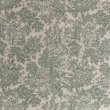Vintage Toile Green Fabric Double Width French Curtains Upholstery Per Metre