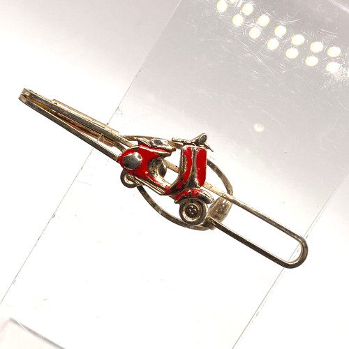 Moped bike tie pin - gold, tone