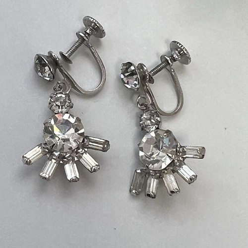 Art deco rhinestone earrings - art,