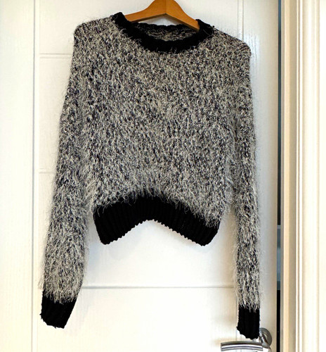 Grey black cropped knit - grey/black, jumper