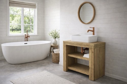 Rustic solid wood bathroom - rustic,