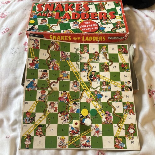 Vintage snakes ladders board - &,