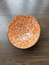 Handmade Decorative Coconut Shell Bowl , Floral Inlay Mosaic Boho Home Decor