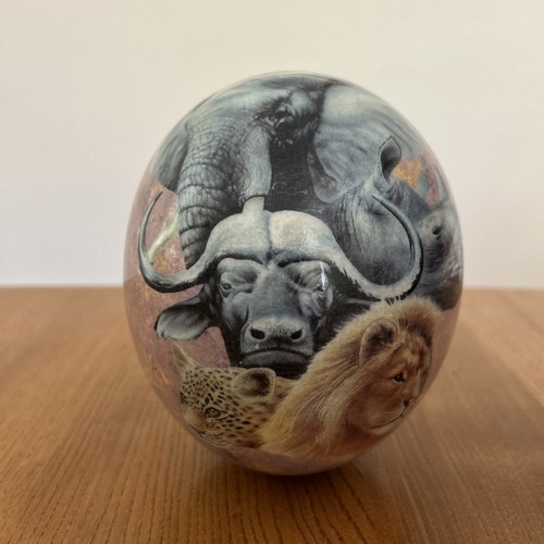 Ostrich egg decorated with map - egg,