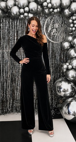 Reiss fitted velvet jumpsuit - reiss,