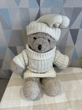 Vintage 1980s Teddy Bear Soft Toy mothercare Woolly Hat /Jumper 13"