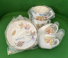 Royal Worcester Evesham Cups & Saucers x 4 in Original Plastic Wrappers, Unused.