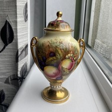 Vintage Orchard Gold Aynsley Urn with Lid & Two Handles Signed D. Jones 16cm