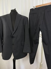 Sartorial Suit charcoal Marks and Spencer 2 Piece 46C 38W 31L Wool 2XL striped