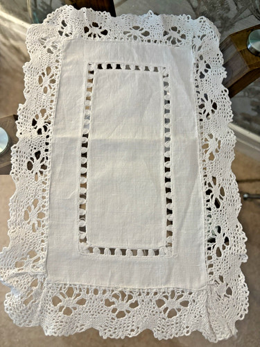 Vintage white cotton table - vintage,