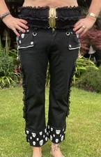 Vintage Rare Living Dead Souls Skull Jeans Size L Unisex Zips Lace Ruffles Belts