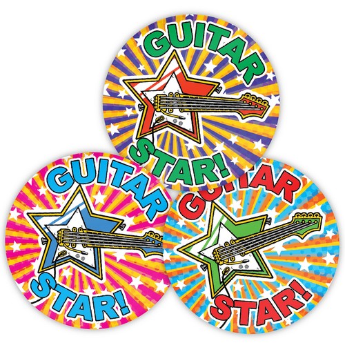 144 guitar star sticker award - guitar,