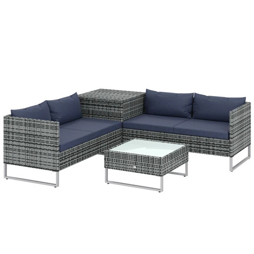 Grey patio rattan corner - grey,