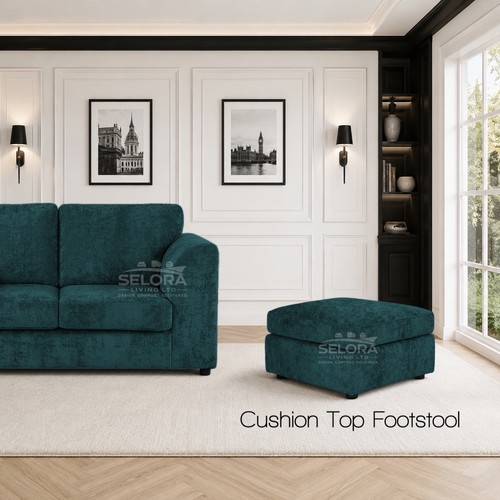 Teal chenille sofa set 3 - sofa,