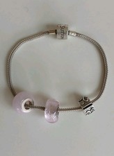 RHONA SUTTON STERLING SILVER CHARM BRACELET WITH GLASS BEAD CHARMS - MARKED 925