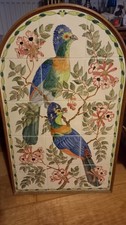 WOODEN FRAMED HAND PAINTED TILE PANEL OF BIRDS FOR KITCHEN/CONSERVATORY 49x79cm
