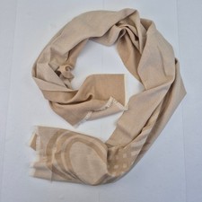 JAEGER Scarf Beige Women's 100% Wool Tasselled Made in Scotland