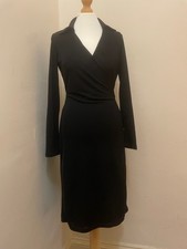 Warehouse Black Wrap Tie Long Sleeve Knee Length Classic Dress Size M 10/12