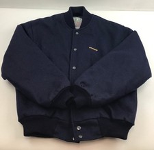 Result Volvo Navy Wool Varsity Jacket Size M with Snap Closure