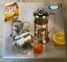 Coffee Plunger & 2 Cups Set Stainless Steel