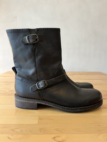 Black leather biker engineer - black,