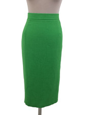 Jacques Vert Women’s Pencil Skirt 12 Green Wool Blend Lined Back Zip Used F1