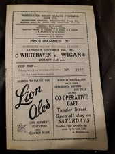 VINTAGE RUGBY LEAGUE PROGRAMME WHITEHAVEN V WIGAN 29TH DECEMBER 1951