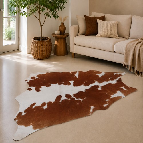Genuine brown white cowhide - genuine,