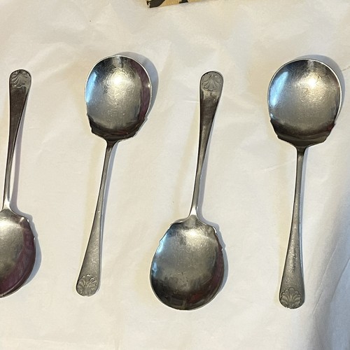 Egg spoons set four shield - set,