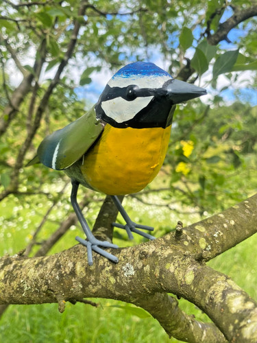 Hand finished metal blue tit - metal,