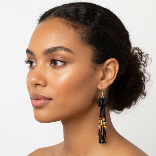 Maasai beaded ball earrings - maasai,
