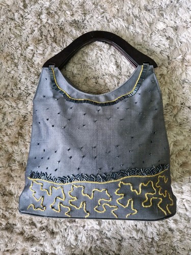 Vintage grey tote bag - vintage, yellow