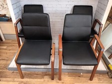 Vintage Desk Chairs Leather Office Executive Boardroom Danish Stacking   x 4