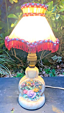 Art Deco vintage table lamp ceramic Flosmaron floral garden hand painted