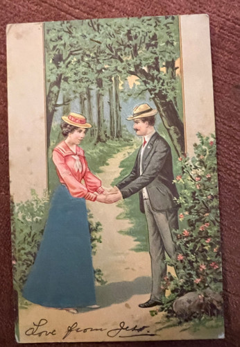 Antique postcard love romance
