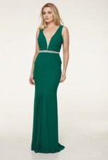 NEW Pia Michi Designer Jewelled Evening Ballgown Prom Dress Emerald Green 14/16