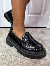 WOMENS LADIES PLATFORM LOAFERS