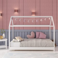 NEW Wood Bed Frame Solid Pine Wooden Kids House Style Bedframe for Child Student