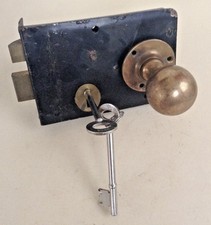 Vintage Union Door Lock with Keys & Brass Door Knobs