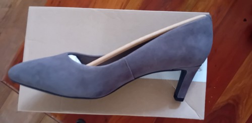 Clarks ladies court grey suede - court,