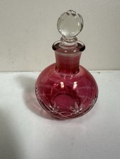 Vintage Cranberry Glass Scent Bottle Cut Glass