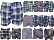 3-12 Pack Mens Woven Check Boxer Cotton Rich Underwear Brief Shorts Trunks S-2XL