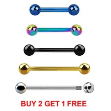 Tongue Bar Nipple Bars Ear Surgical Steel Titanium Plated Barbell Piercing