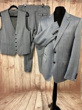 Skopes Heritage Collection 3 Piece Suit Blue Check Windowpane 42R Jacket Wedding