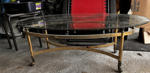 Oval glass top coffee table - oval,