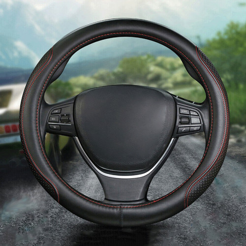 Black red steering wheel cover - red,