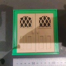 Not Hobbies Doll House Lattice Doors French Patio Open Green Cream Double Frame