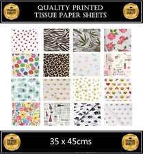 PATTERNED PRINT TISSUE PAPER SHEETS - GIFT WRAPPING LUXURY - ACID FREE 35x45cm